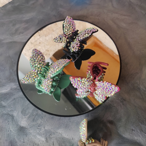 2 Iridescent Butterfly Hair Clips - Picture 11 of 16